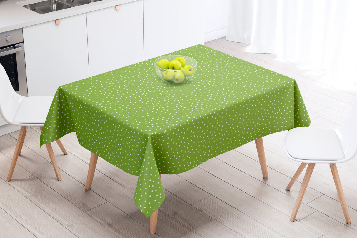 Prikk Grønn - Voksduk med hvite prikker