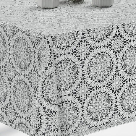 Blondevoksduk Dagny - Hvit blondeduk med stjerner