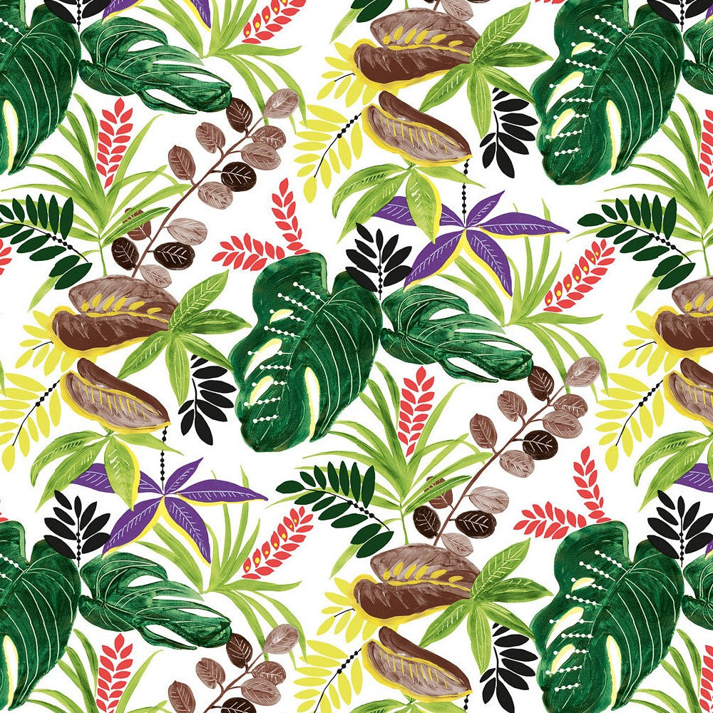 Monstera-fantasi – voksduk med blader i vakre farger