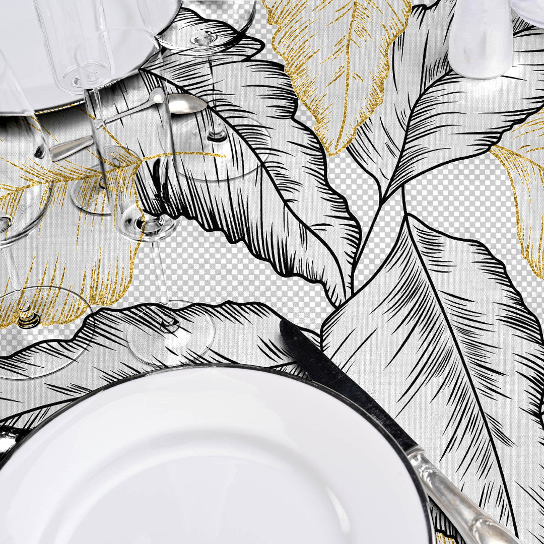 Arbena – Ekstra kraftig voksduk med metallic-trykk, detaljer