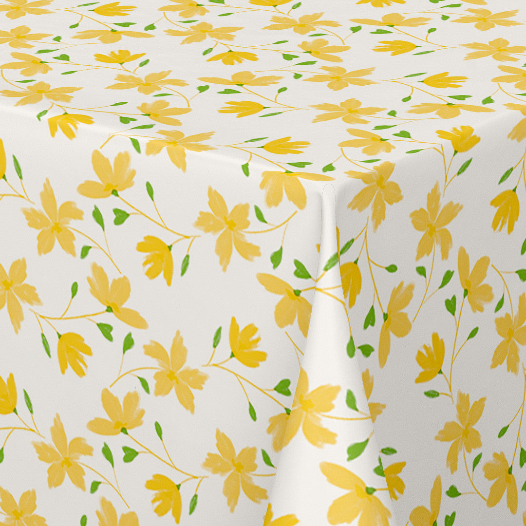 Bloom Bloom Lemonade - 160 cm bred voksduk med blomster, hjørne