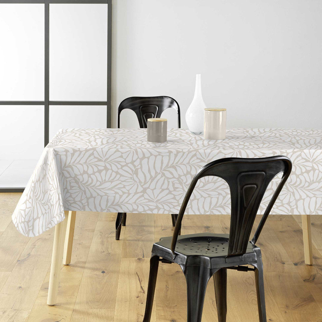 Bonnie – Voksduk med glatt linlook og grafisk bladmotiv, miljø