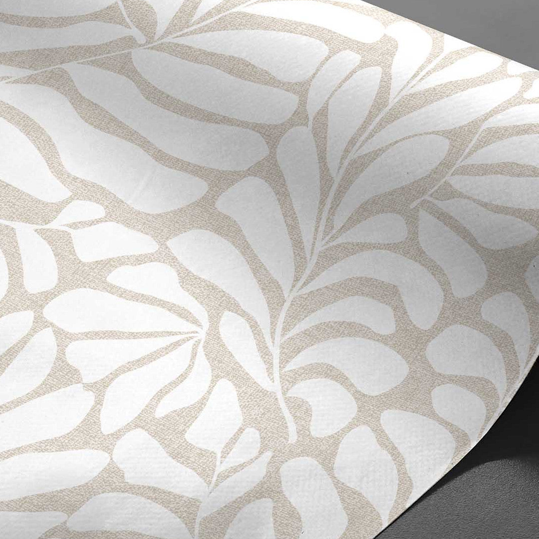Bonnie – Voksduk med glatt linlook og grafisk bladmotiv, nærbilde 1