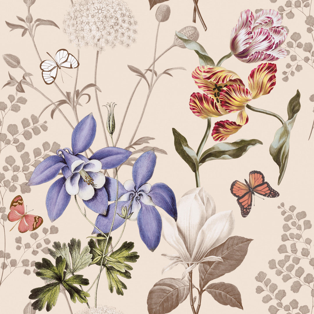Botanica Blush – Voksduk med blomster og sommerfugler