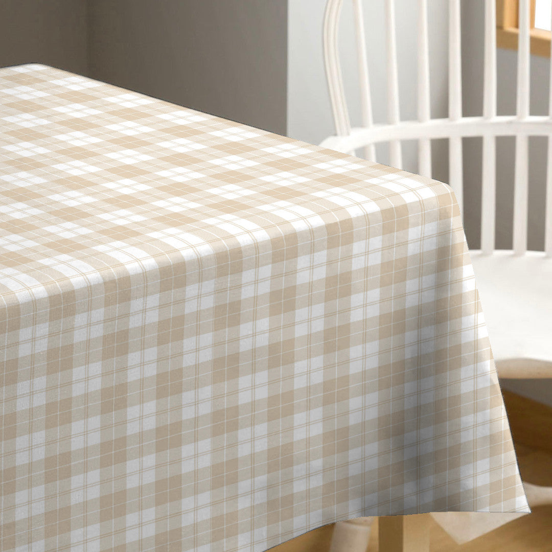 Brent Beige – Klassisk rutet voksduk i lyse nyanser