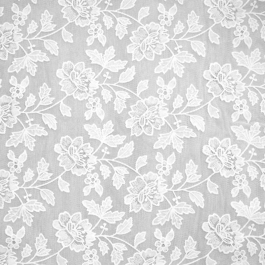 Camellia Lace – Hvit blonde bordløper 50 cm (metervare), motiv