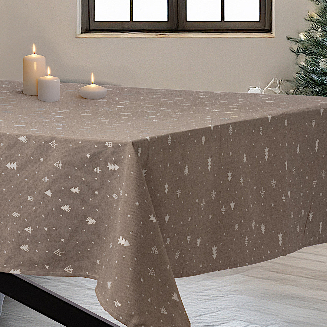 Christmas Carol Natur – Jacquardvevd juleduk 140 x 270 cm hjørne 1