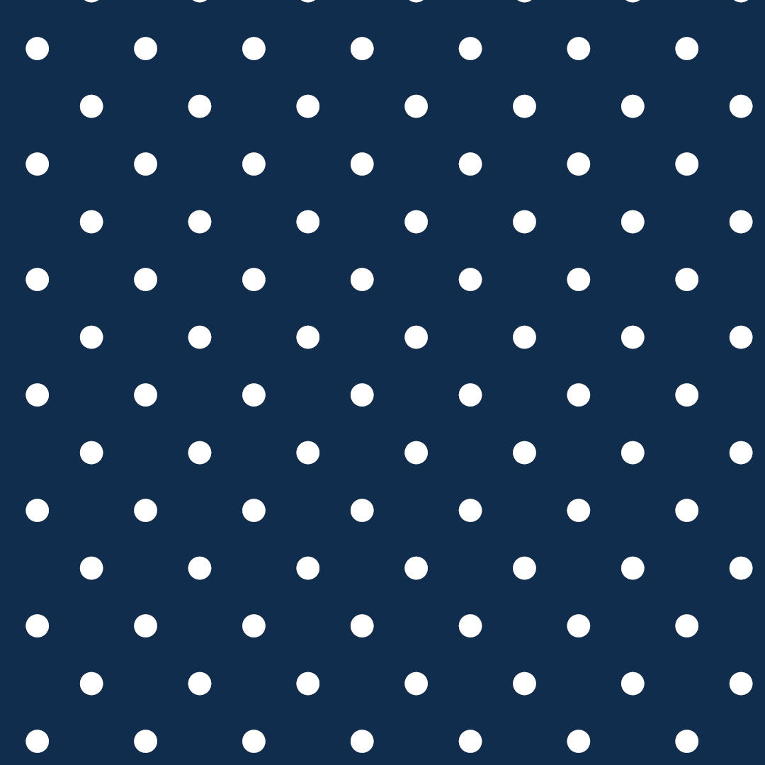 Classic Dot Blå – Voksduk med hvite prikker, mønster