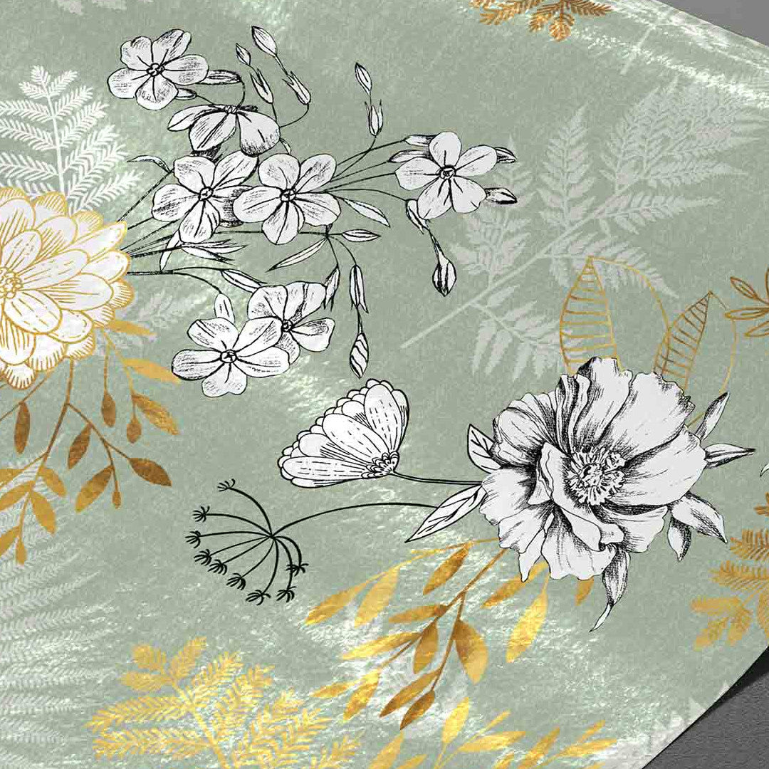 Claudie Sage Metallic – Voksduk med gulleffekt, nærbilde 1