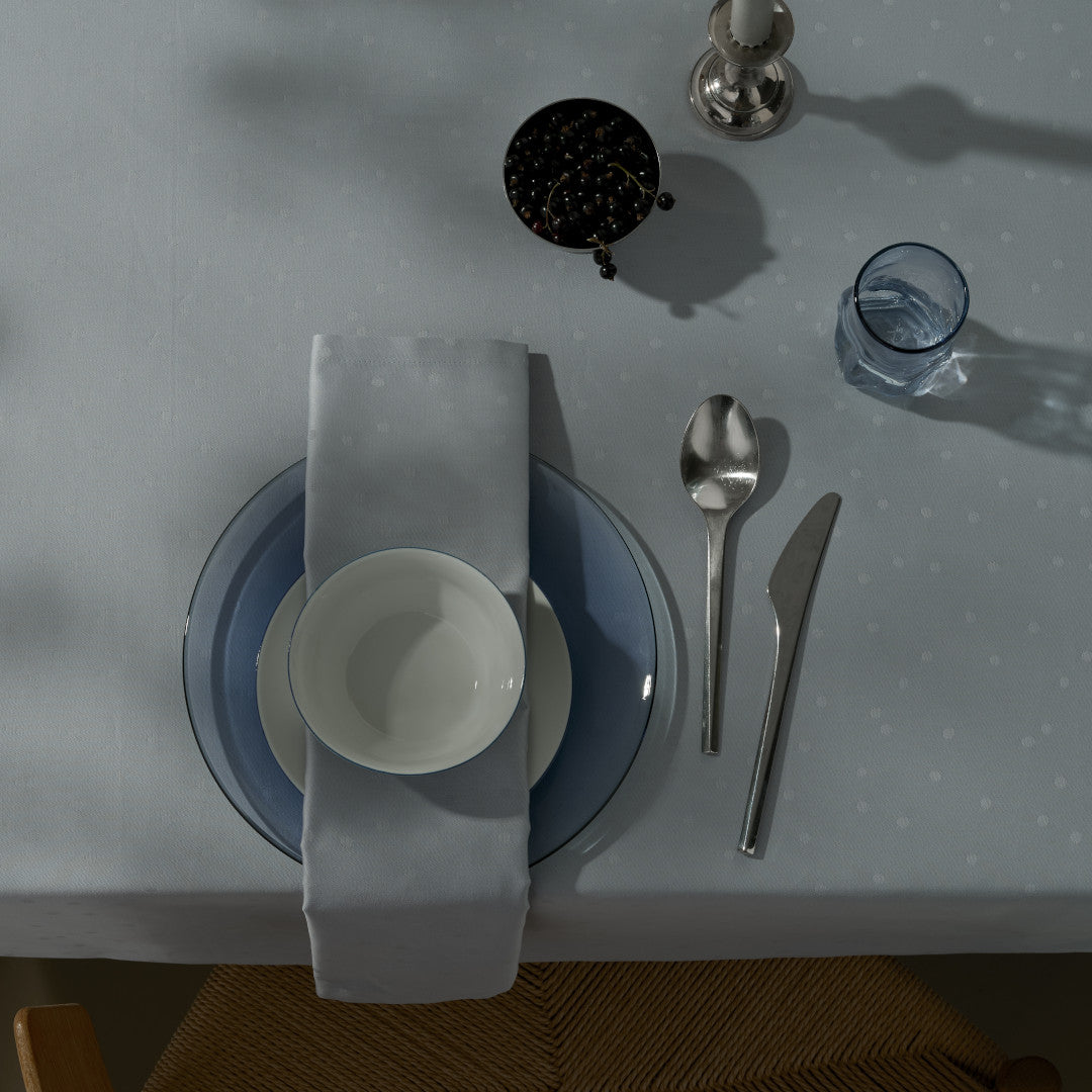 Compliments Damaskduk Confetti, Mineral Blue - 150 x 300 cm, nærbilde