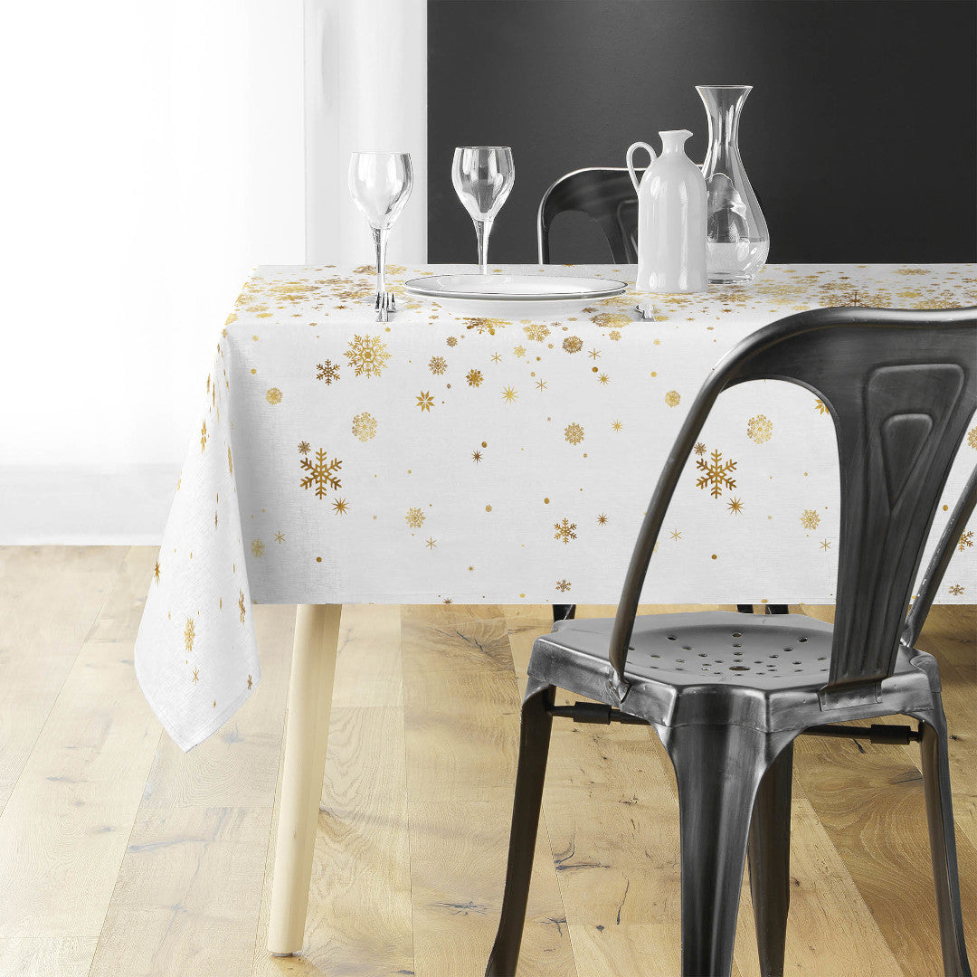 Constellation Hvit/Gull - juleduk med metalltrykk 150 x 240 cm miljø