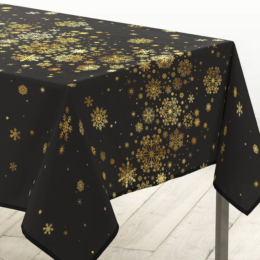 Constellation Sort/Gull - juleduk med metalltrykk 150 x 240 cm hjørne