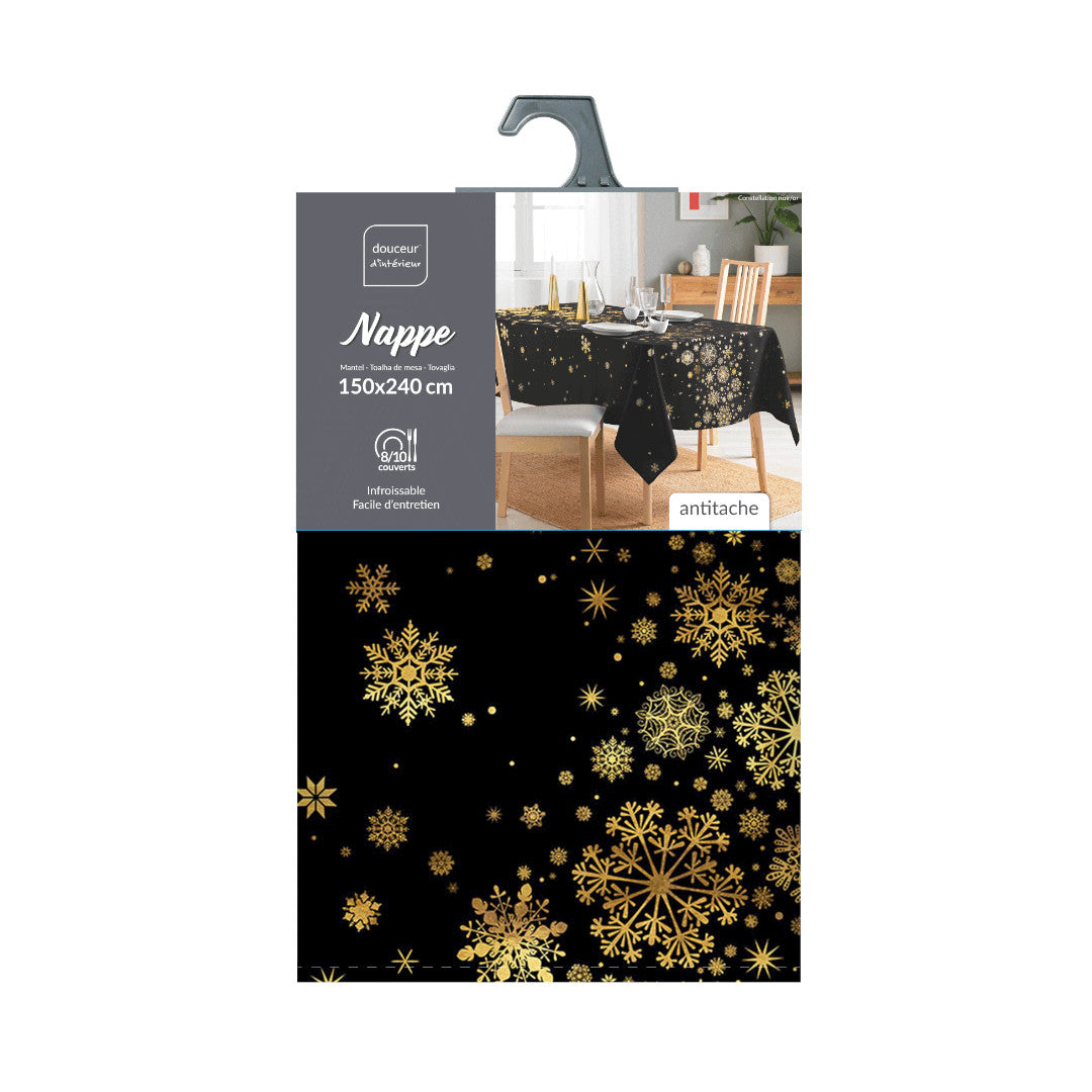 Constellation Sort/Gull - juleduk med metalltrykk 150 x 240 cm pakning