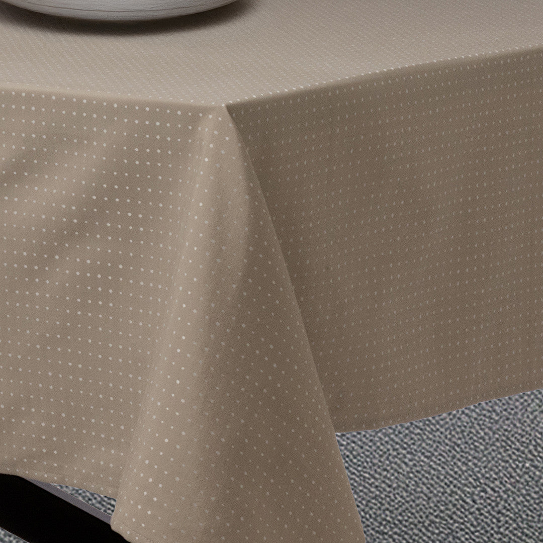 Dotea Beige - Damaskduk med prikker 160 x 370 cm hjørne