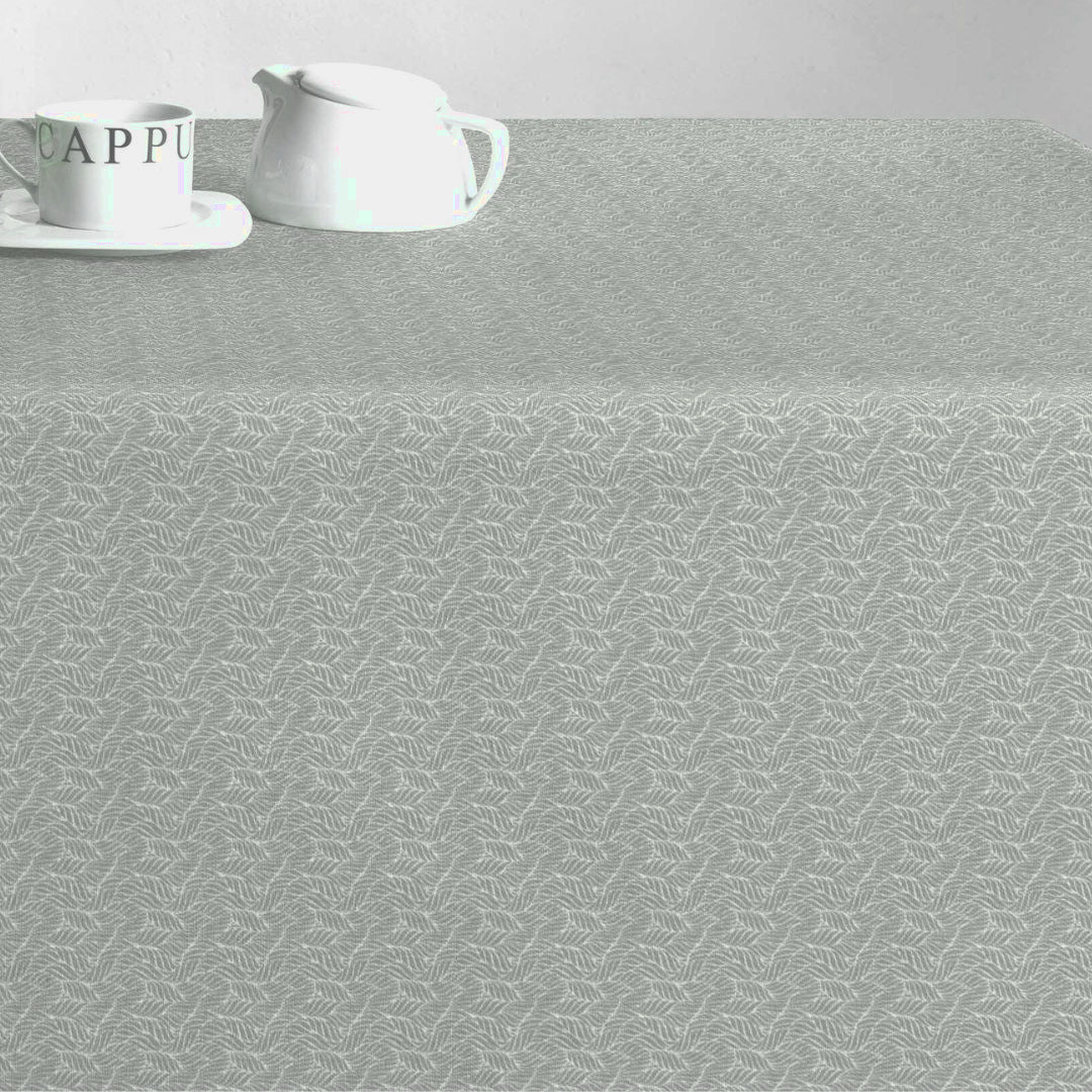 Estes Bølgeblad Støvet Grønn – Akrylduk med antiskli, 160 cm bred, bord