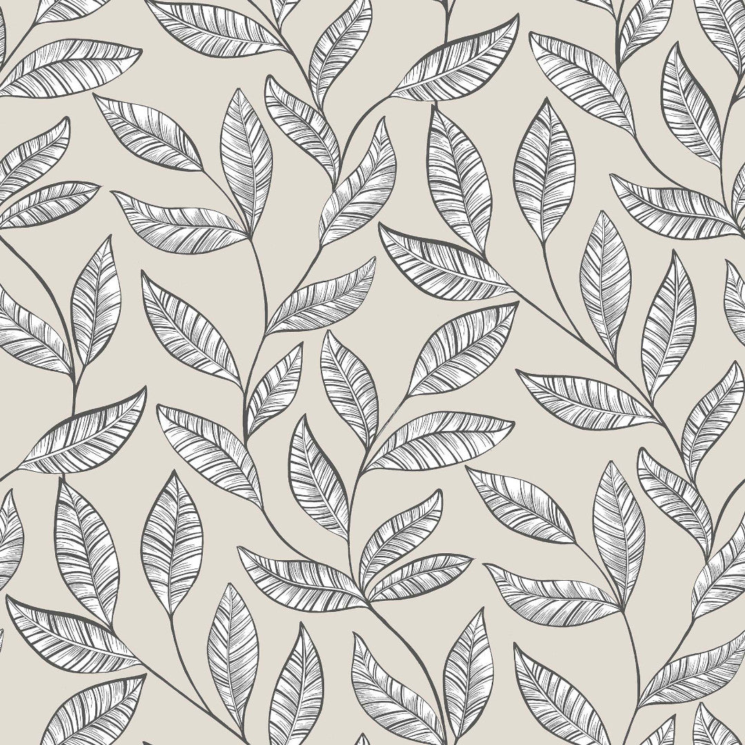 Evora Naturel – Voksduk med botanisk bladmønster, opprullet, mønster