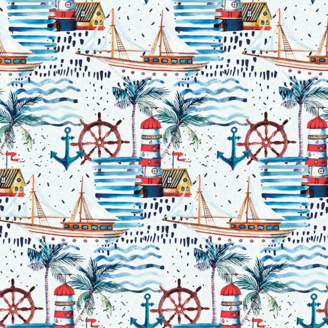 Faro Kystmotiv – Akrylduk med trykt maritimt mønster, mønster