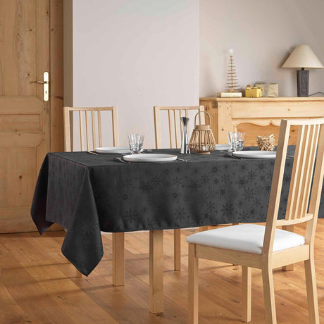 Flocons Antrasitt - Jacquardvevd jule- og nyttårsduk, 140 x 240 cm miljø