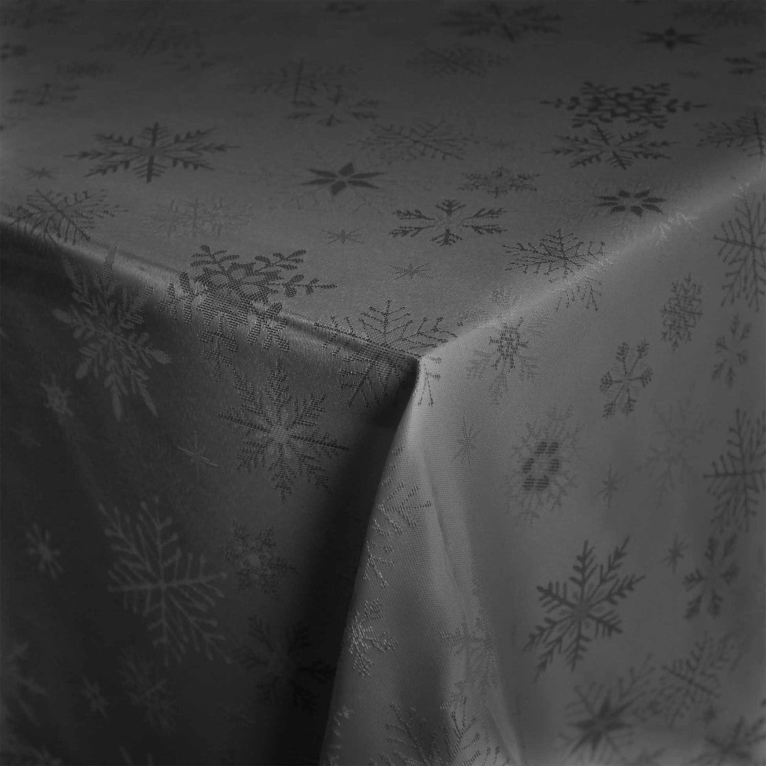 Flocons Antrasitt - Jacquardvevd jule- og nyttårsduk, 140 x 300 cm hjørne