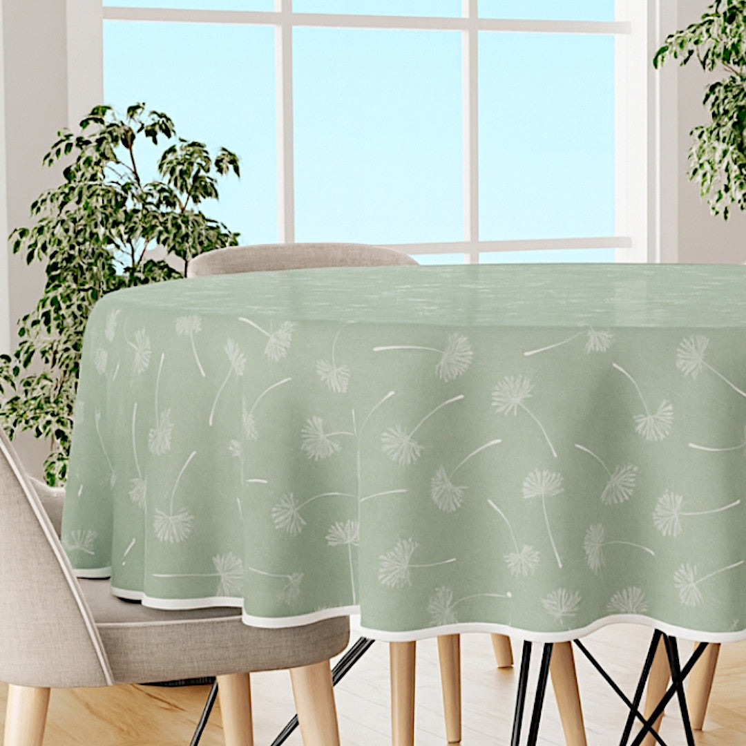 Frøvik Grøn – Rund voksduk med kantbånd Ø 180 cm, nærbilde