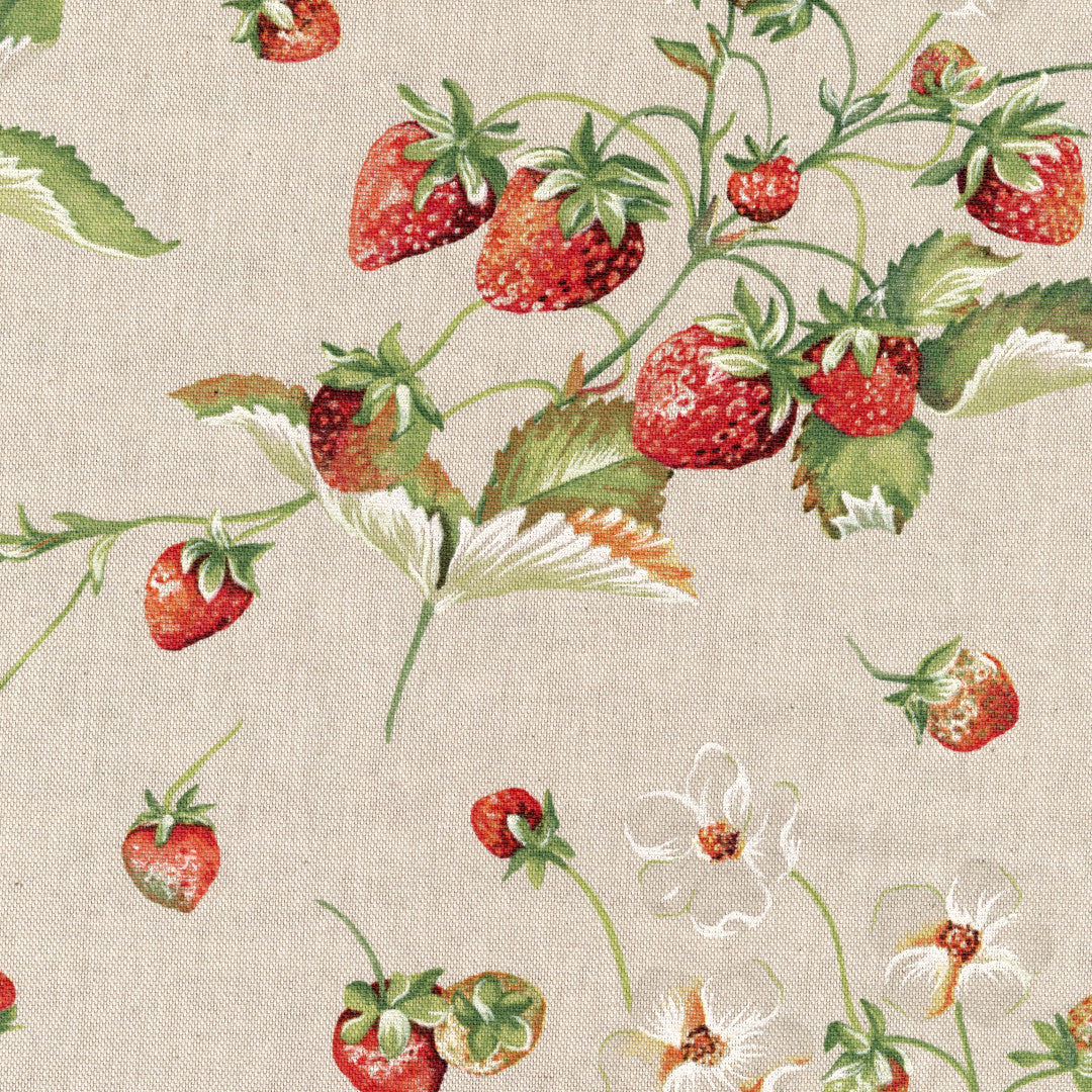 Fragole d’Estate – Akrylduk i linlook med jordbær mønster