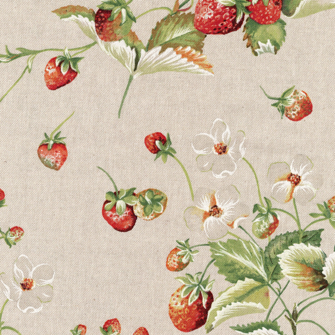 Fragole d’Estate – Akrylduk i linlook med jordbær mønster 1