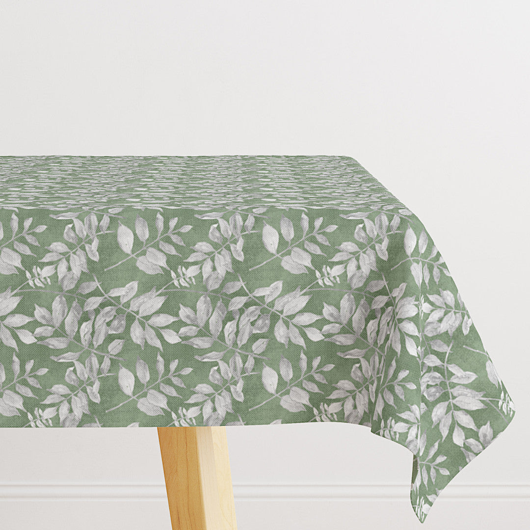 Giordano Salvieblad – Akrylduk med grønne nyanser og bladmotiv, hjørne