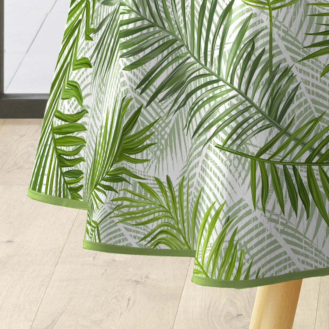 Green Feuilles – rund voksduk Ø 155 cm, kant