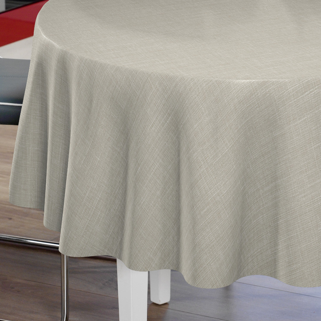 Groblad Beige – Rund voksduk med linutseende