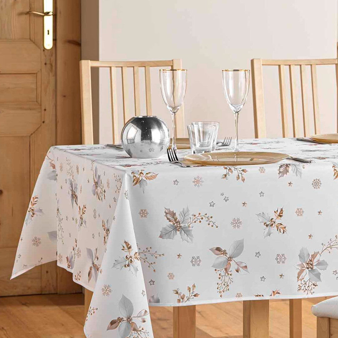 Guido Hvit - juleduk med kristtorn 150 x 300 cm miljø