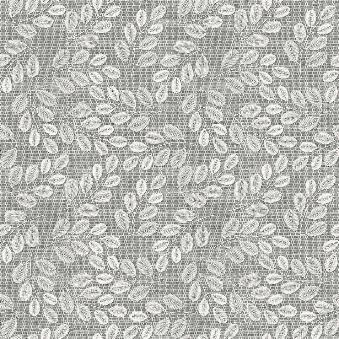 Hessian Leaf Grå – Lett preget voksduk med bladmotiv, mønster