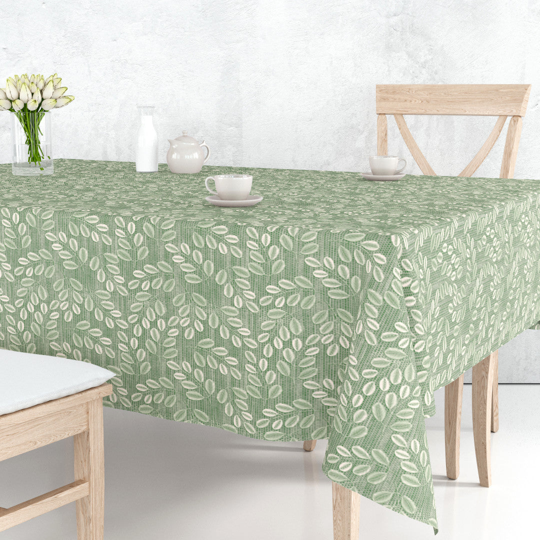 Hessian Leaf Grønn – Lett preget voksduk med bladmotiv
