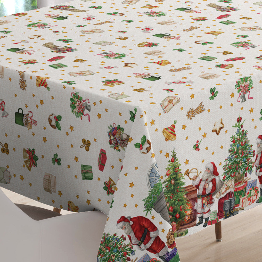 Julmys med Tomten – Julvaxduk med klassiska motiv, hörn