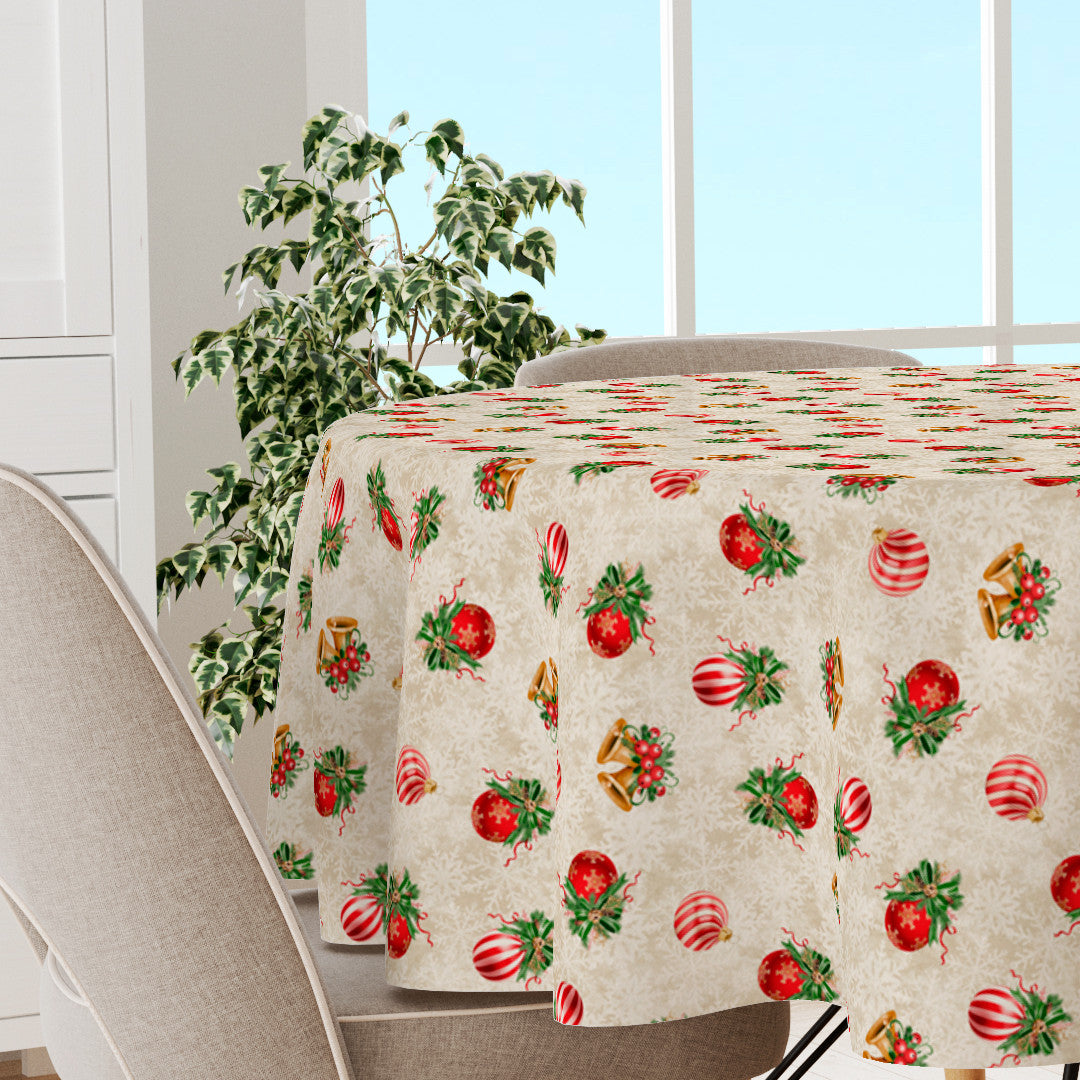 Juleklokke – Rund juleakrylduk med julekuler