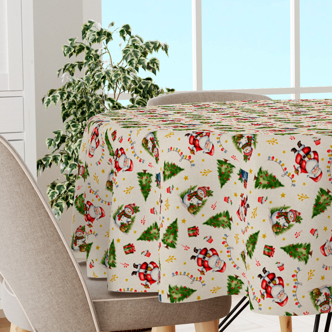 Julenisse & Snømann – Rund juleakrylduk med klassisk julestemning