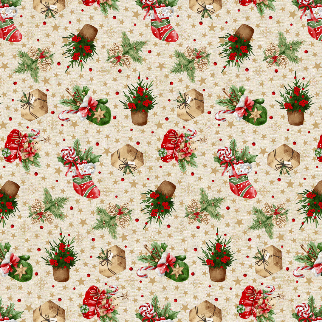 Julestrømpe & Gledelig Jul – Juleakrylduk med klassiske julemotiver, motiver