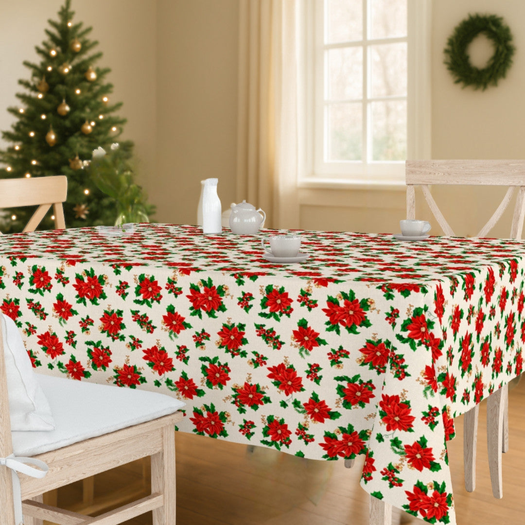 Julestjerne & Eføy – Klassisk juleduk med akrylbelegg, miljø