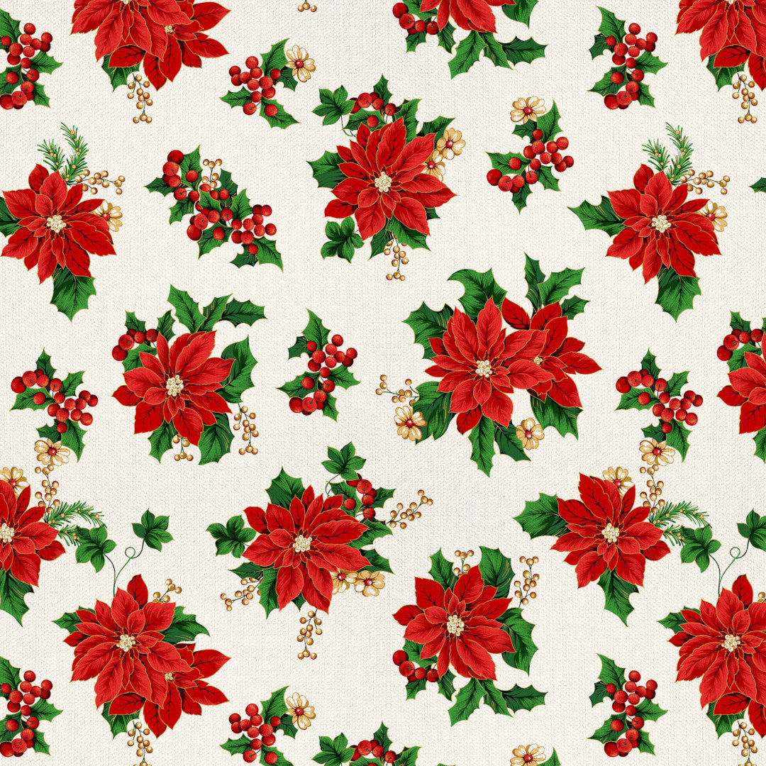 Julestjerne & Eføy – Klassisk juleduk med akrylbelegg, mønster