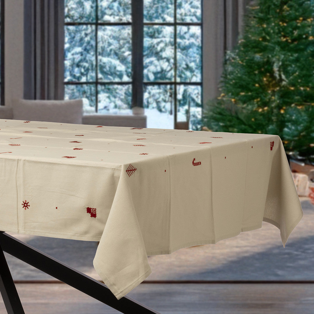 Julia Rød - Brodert juleduk i 100% bomull - 140 x 270 cm miljø