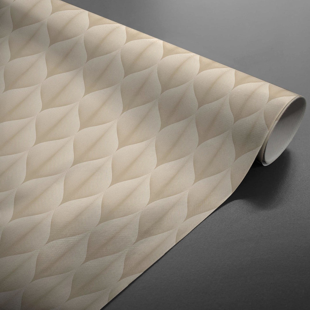 Kalini Luxury Natural – Voksduk med grafisk mønster i flott 3D-effekt, rullet