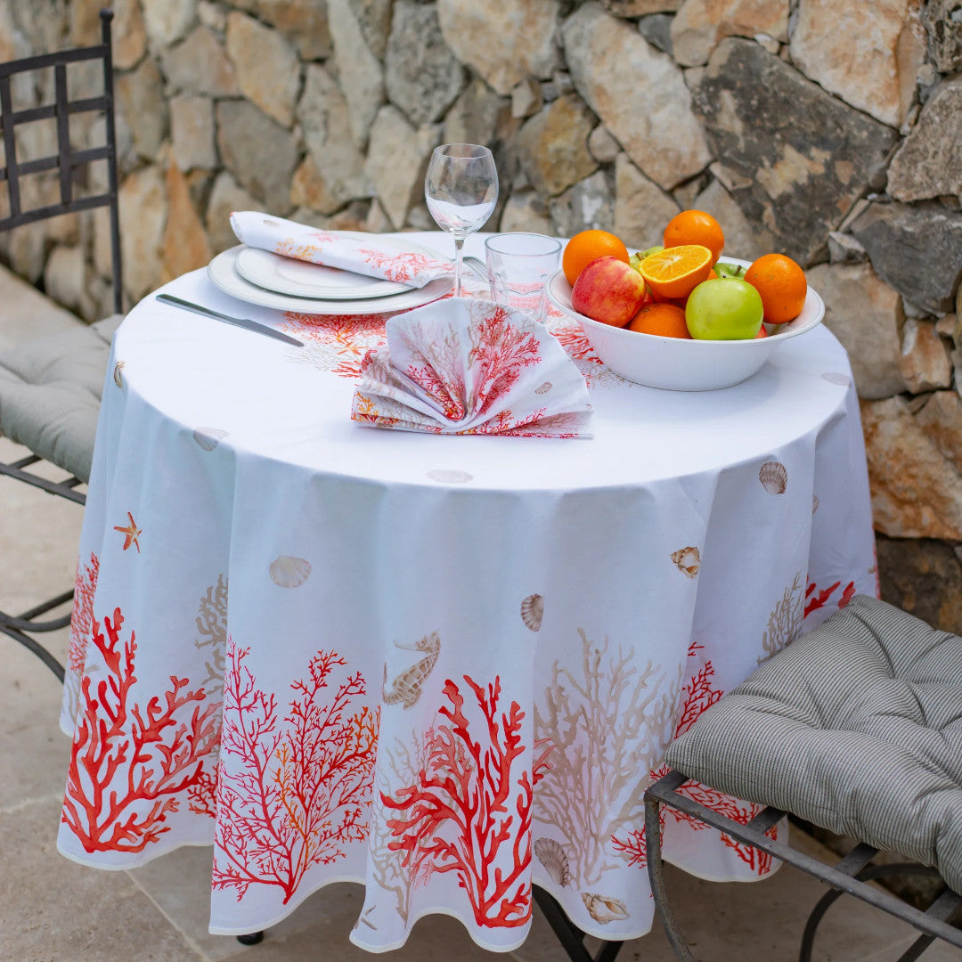 Lagon Korall – Rund provenceduk Ø 180