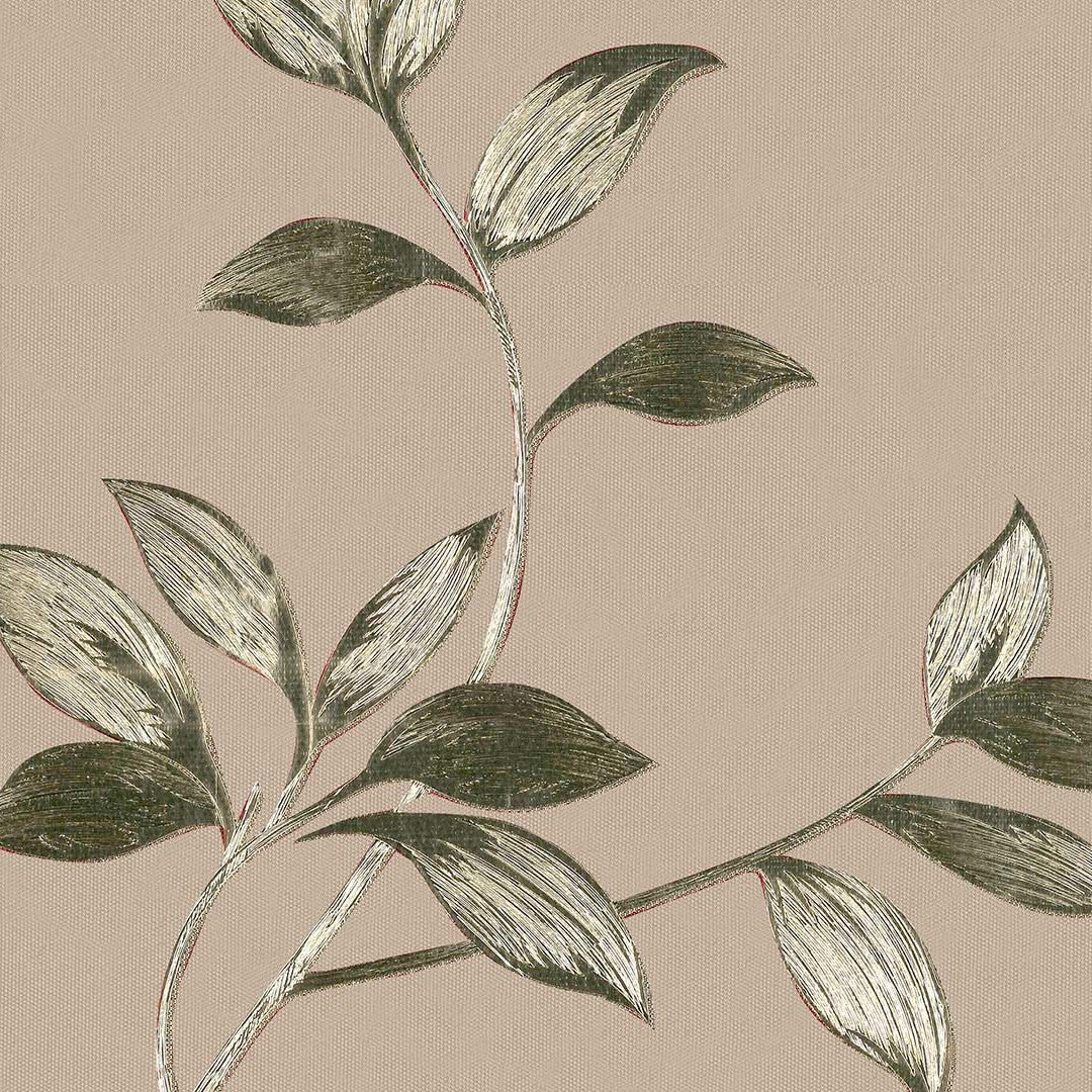 Liane Golden Vine – Voksduk med bladranker i grønne og gyldne nyanser, mønster