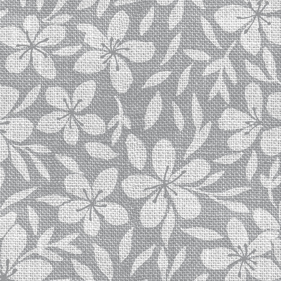 Linen Leaf Grå – Lett preget voksduk med bladmotiv, nærbilde
