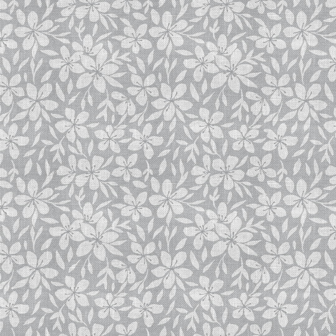 Linen Leaf Grå – Lett preget voksduk med bladmotiv, mønster