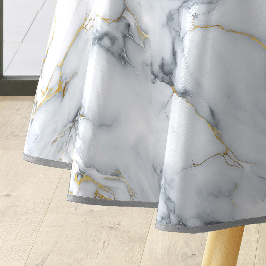 Marquina – Rund voksduk Ø 155 cm med marmormønster og metallic