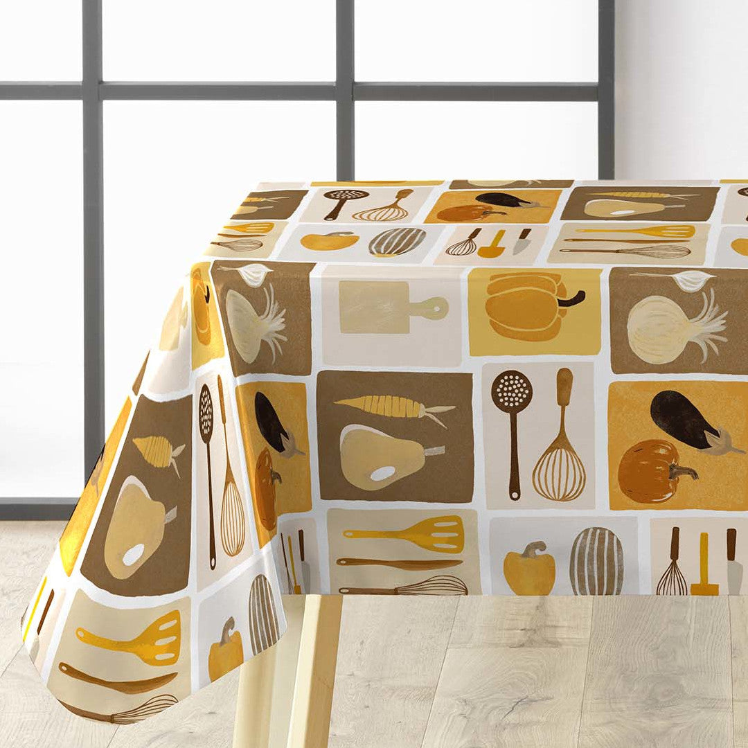 Minestrone Caramel – Voksduk med varme kjøkkenmotiver hjørne