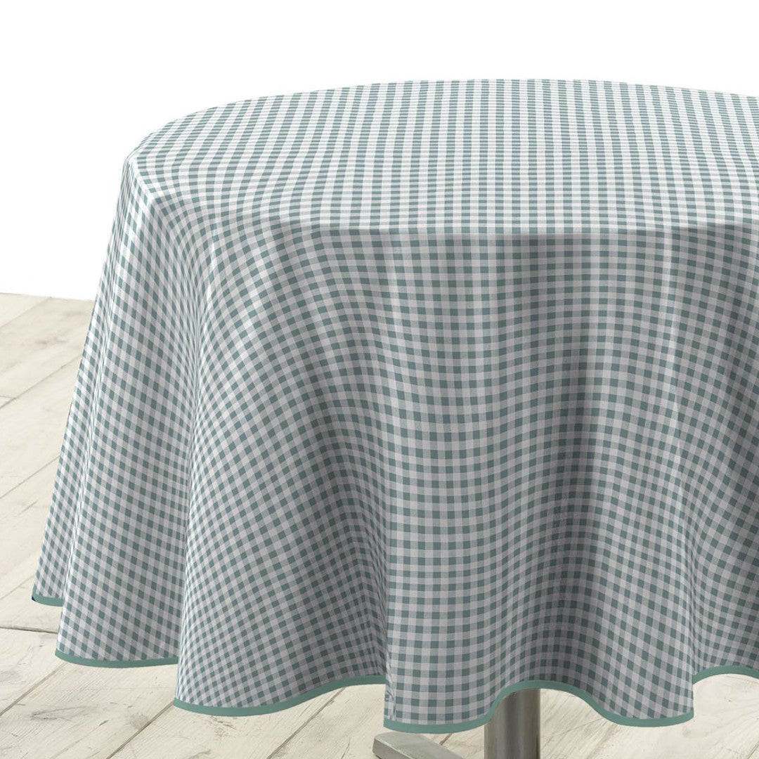 Mini Vichy Sage – Rund voksduk med ruter Ø 155 cm