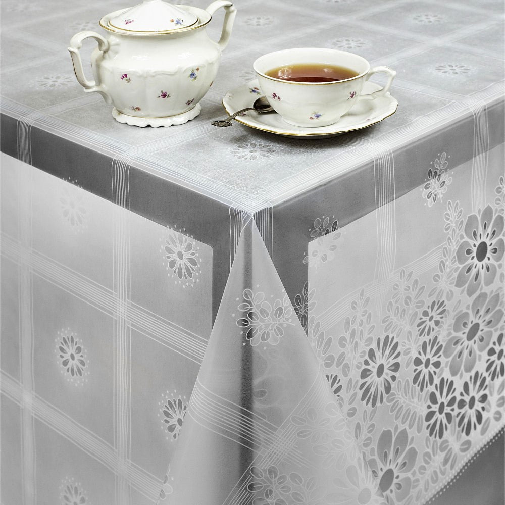 Moderne Blomst – Gjennomsiktig voksduk med trykk