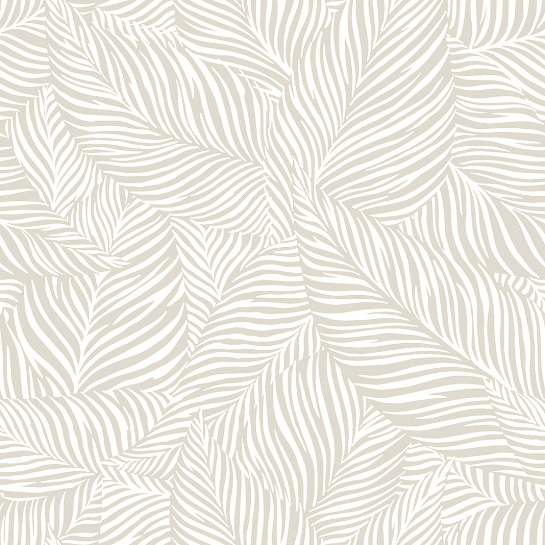 Nanda Beige – Akrylduk med myke palmeblader mønster