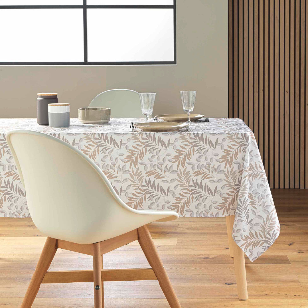 Nedelia Natural - 145 x 240 cm rektangulær duk med bladmønster miljø